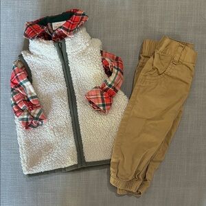 Cat & Jack Red Plaid and White Sherpa Kids Matching Set
